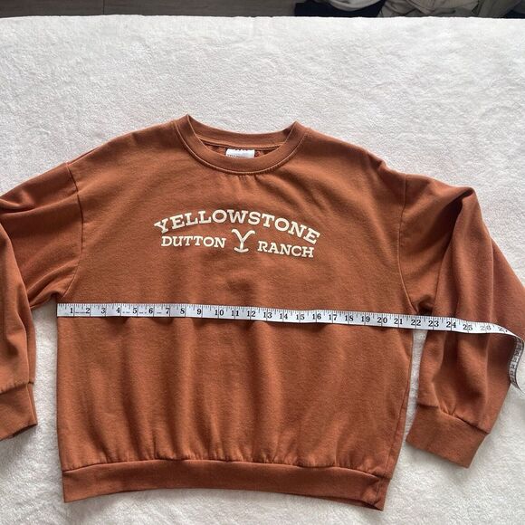 Yellowstone Womens L Sweatshirt Pullover Dutton‎ Ranch Fleece Crop Sweater - Picture 6 of 8